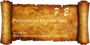 Petrovits Erzsébet névjegykártya